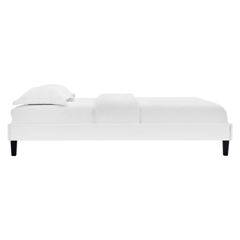 Modway Reign Twin Performance Velvet Platform Bed Frame in White