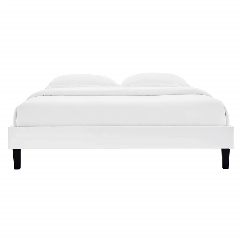 Modway Reign Twin Performance Velvet Platform Bed Frame in White