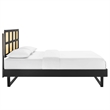 Modway Sidney Cane Rattan and Wood Queen Platform Bed with Angular Legs in Black