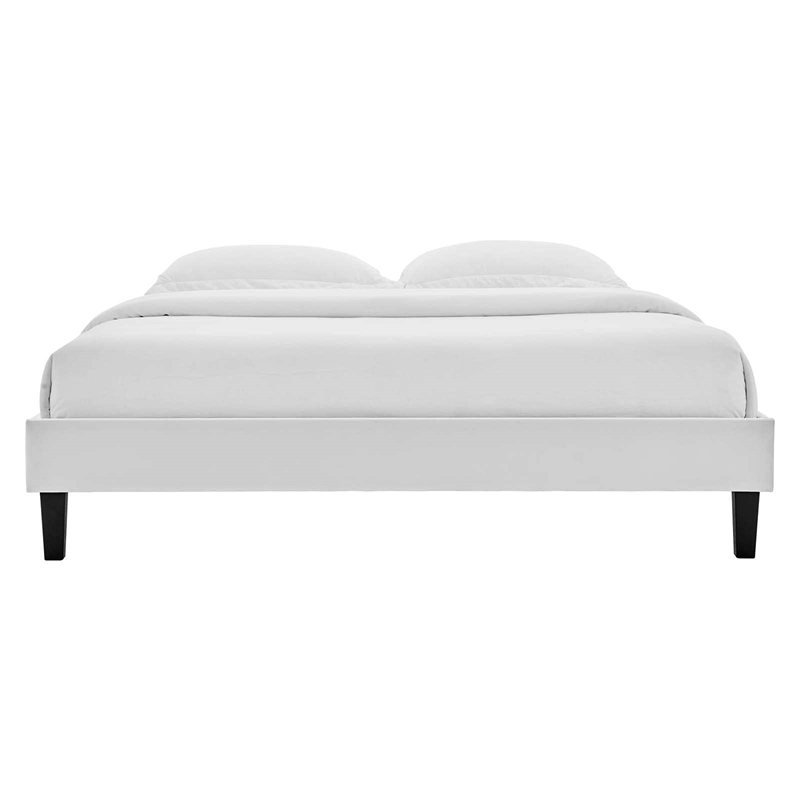 Modway Reign Queen Performance Velvet Platform Bed Frame in Light Gray