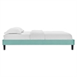 Modway Reign Queen Performance Velvet Platform Bed Frame in Mint Green