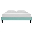 Modway Reign Queen Performance Velvet Platform Bed Frame in Mint Green