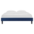 Modway Reign Queen Performance Velvet Platform Bed Frame in Navy