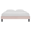 Modway Reign Queen Performance Velvet Platform Bed Frame in Pink