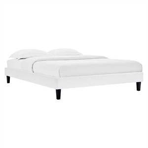 Modway Reign Queen Performance Velvet Platform Bed Frame in White