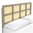 Modway Sidney Cane Rattan and Wood Full Platform Bed with Splayed Legs in Gray
