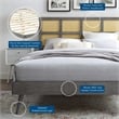 Modway Sidney Cane Rattan and Wood Full Platform Bed with Splayed Legs in Gray