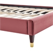 Modway Harlow Twin Performance Velvet Platform Bed Frame in Dusty Rose