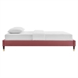Modway Harlow Twin Performance Velvet Platform Bed Frame in Dusty Rose