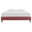 Modway Harlow Twin Performance Velvet Platform Bed Frame in Dusty Rose