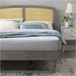 Modway Sierra Cane Rattan and Wood Queen Platform Bed with Angular Legs in Gray