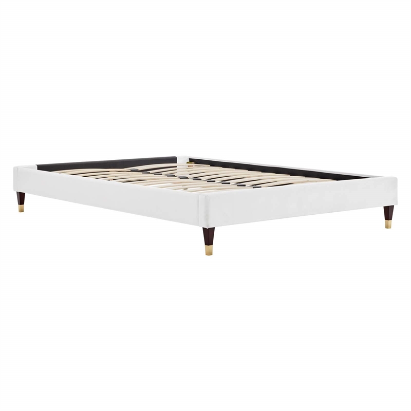 Modway Harlow Twin Performance Velvet Platform Bed Frame in White
