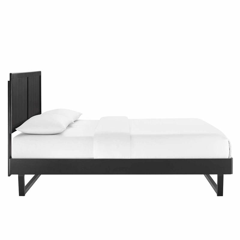 Modway Alana Wood Queen Platform Bed in Black With Angular Frame