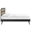 Modway Sidney Cane Rattan and Wood King Platform Bed with Splayed Legs in Black