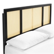 Modway Kelsea Cane Rattan and Wood Full Platform Bed with Angular Legs in Black