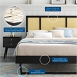 Modway Kelsea Cane Rattan and Wood Full Platform Bed with Angular Legs in Black