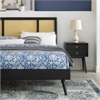 Modway Kelsea Cane Rattan and Wood Full Platform Bed with Splayed Legs in Black
