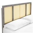 Modway Kelsea Cane Rattan and Wood Full Platform Bed with Splayed Legs in Gray