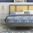 Modway Kelsea Cane Rattan and Wood Full Platform Bed with Splayed Legs in Gray