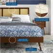 Modway Kelsea Cane Rattan and Wood Full Platform Bed with Splayed Legs in Walnut