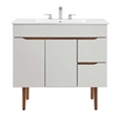 Modway Harvest Wood Bathroom Vanity with Two Spacious Drawers in Gray/White