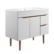 Modway Harvest Wood Bathroom Vanity with Two Spacious Drawers in Gray/White