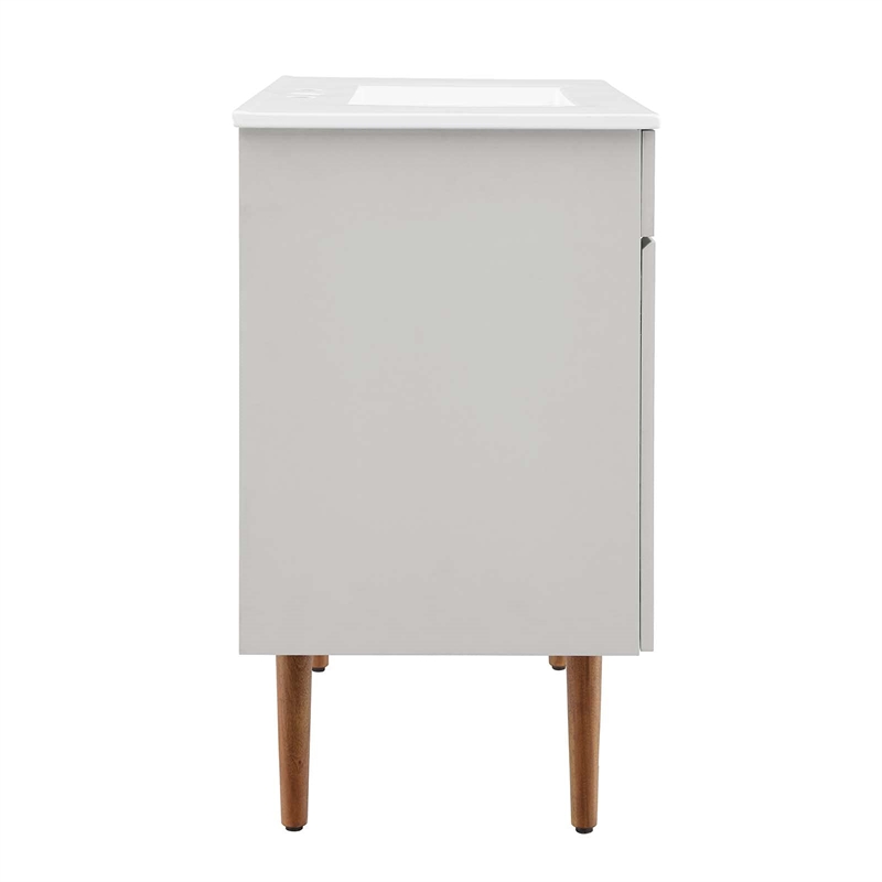 Modway Harvest Wood Bathroom Vanity with Two Spacious Drawers in Gray/White