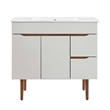 Modway Harvest Wood Bathroom Vanity with Two Spacious Drawers in Gray/White