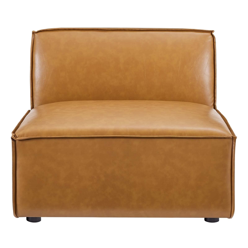 Modway Restore 3-Piece Faux Leather Upholstered Sofa in Tan Finish