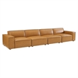 Modway Restore 4-Piece Faux Leather Upholstered Sofa in Tan Finish