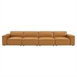 Modway Restore 4-Piece Faux Leather Upholstered Sofa in Tan Finish