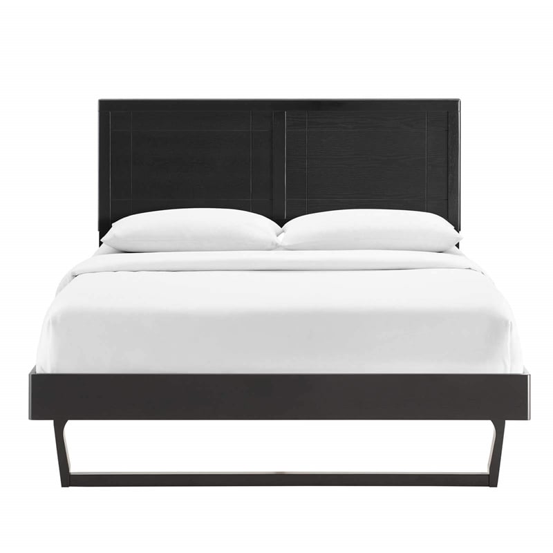 Modway Marlee Wood Frame Queen Platform Bed with Angular Frame in Black