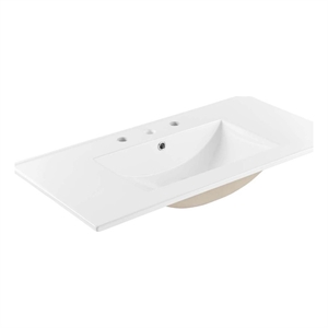 Modway Cayman 36&quot x 18&quot Basin Modern Ceramic Bathroom Sink in White
