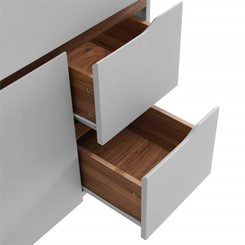 Modway Harvest Modern Wood Bathroom Vanity Cabinet in Gray/Walnut