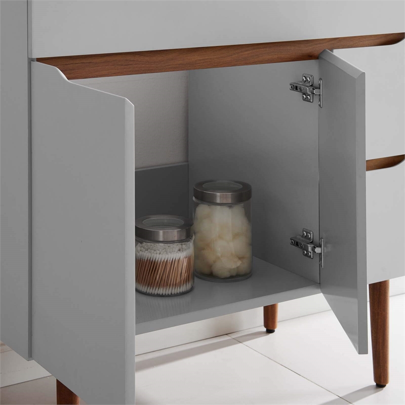 Modway Harvest Modern Wood Bathroom Vanity Cabinet in Gray/Walnut