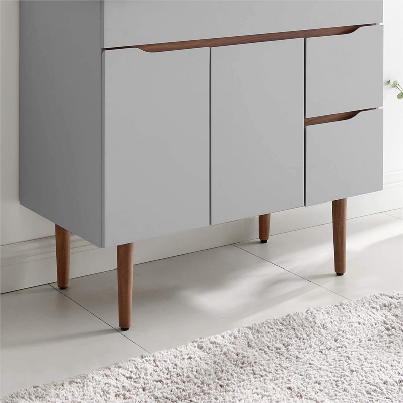 Modway Harvest Modern Wood Bathroom Vanity Cabinet in Gray/Walnut