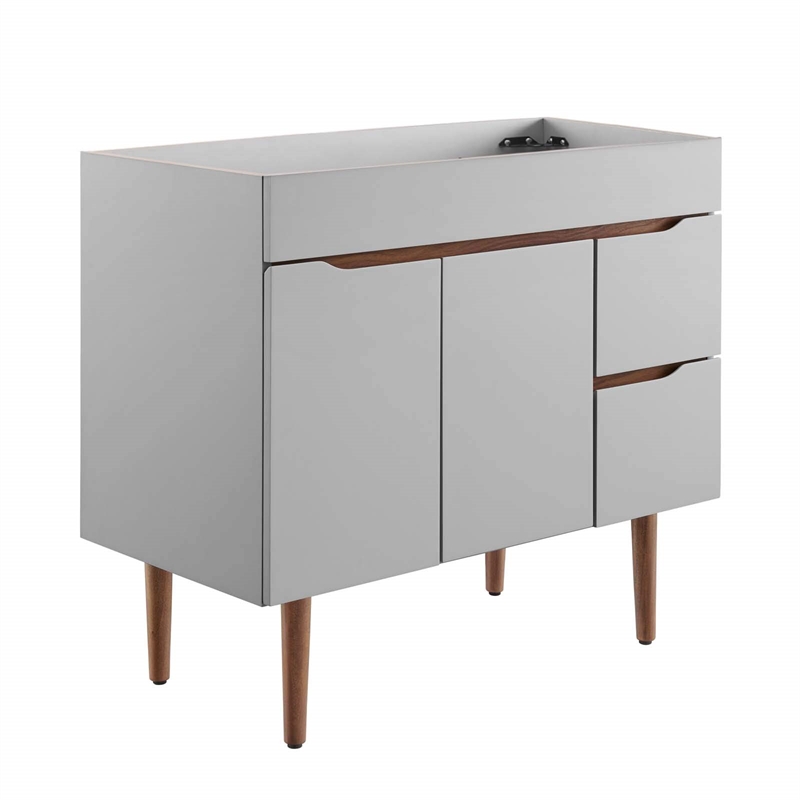 Modway Harvest Modern Wood Bathroom Vanity Cabinet in Gray/Walnut