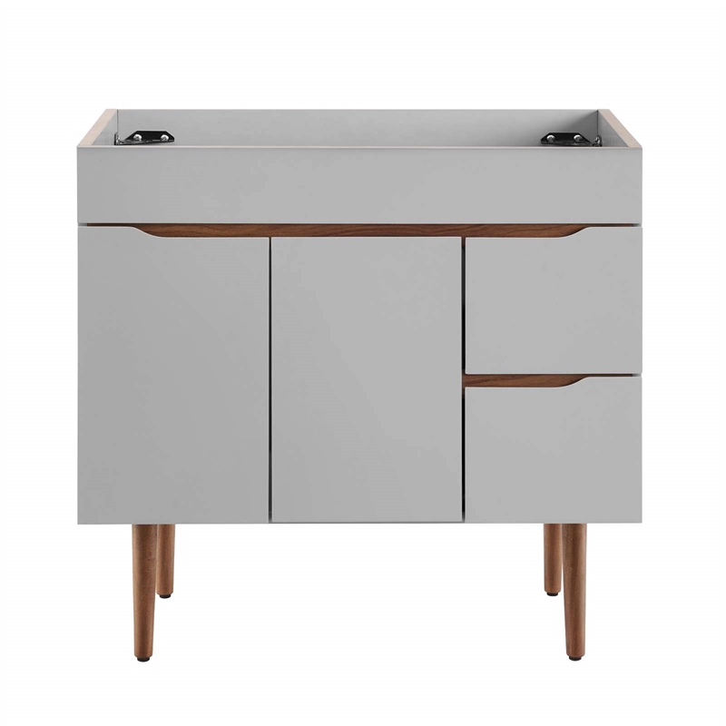 Modway Harvest Modern Wood Bathroom Vanity Cabinet in Gray/Walnut