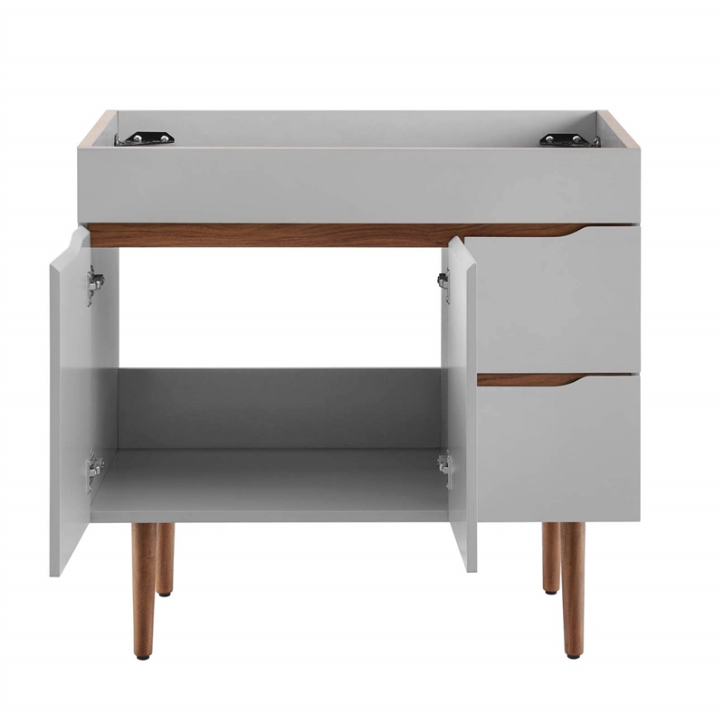 Modway Harvest Modern Wood Bathroom Vanity Cabinet in Gray/Walnut
