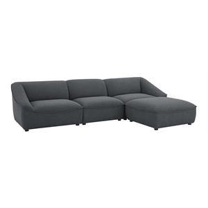 modway comprise 4-piece polyester fabric living room set in charcoal
