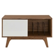 Modway Envision Wood & Vinyl Record Display Stand in Walnut & White