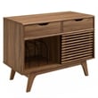 Modway Render Wood & Vinyl Record Display Stand with 2 Drawers in Walnut