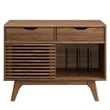 Modway Render Wood & Vinyl Record Display Stand with 2 Drawers in Walnut