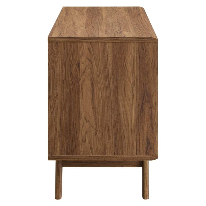 Modway Render Wood & Vinyl Record Display Stand with 2 Drawers in Walnut