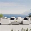 Modway Saybrook 6-Piece Fabric Upholstered Outdoor Patio Sectional Sofa in White