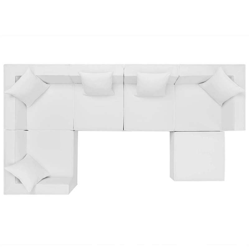 Modway Saybrook 6-Piece Fabric Upholstered Outdoor Patio Sectional Sofa in White