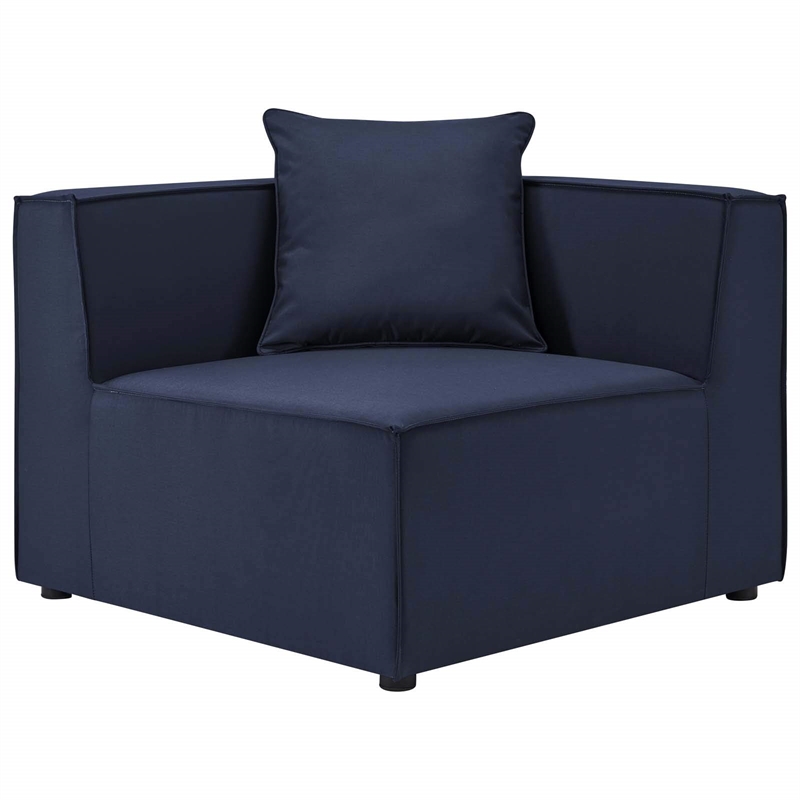 Modway Saybrook 7-Piece Patio Fabric Upholstered Sectional Sofa in Navy