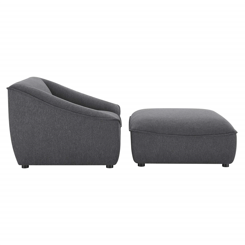 Modway Comprise 2-Piece Modern Fabric Living Room Set in Charcoal