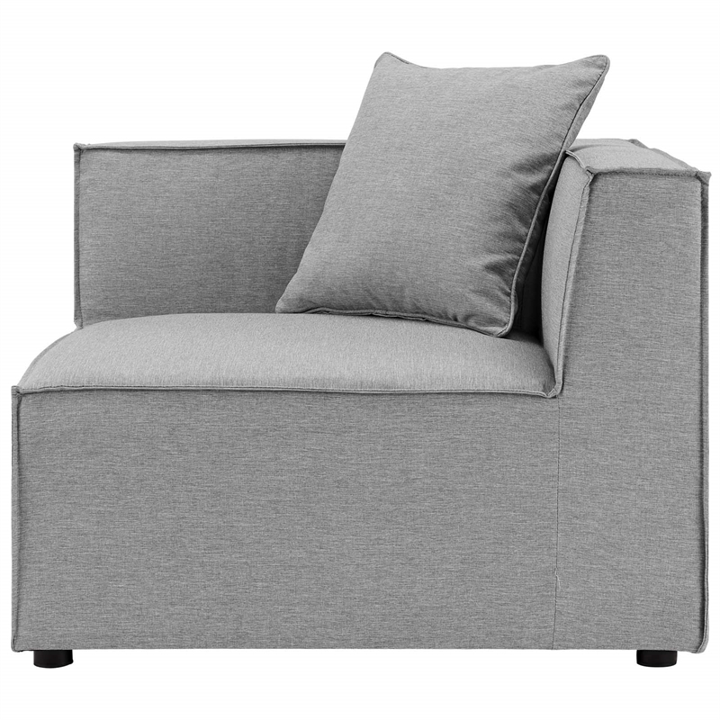 Modway Saybrook 8-Piece Patio Fabric Upholstered Sectional Sofa in Gray