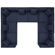 Modway Saybrook 8-Piece Patio Fabric Upholstered Sectional Sofa in Navy